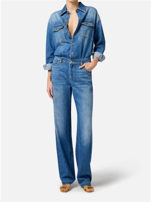 DENIM JUMPSUIT WITH LOGO DETAILS ELISABETTA FRANCHI | TJ38D51E2192 light blue